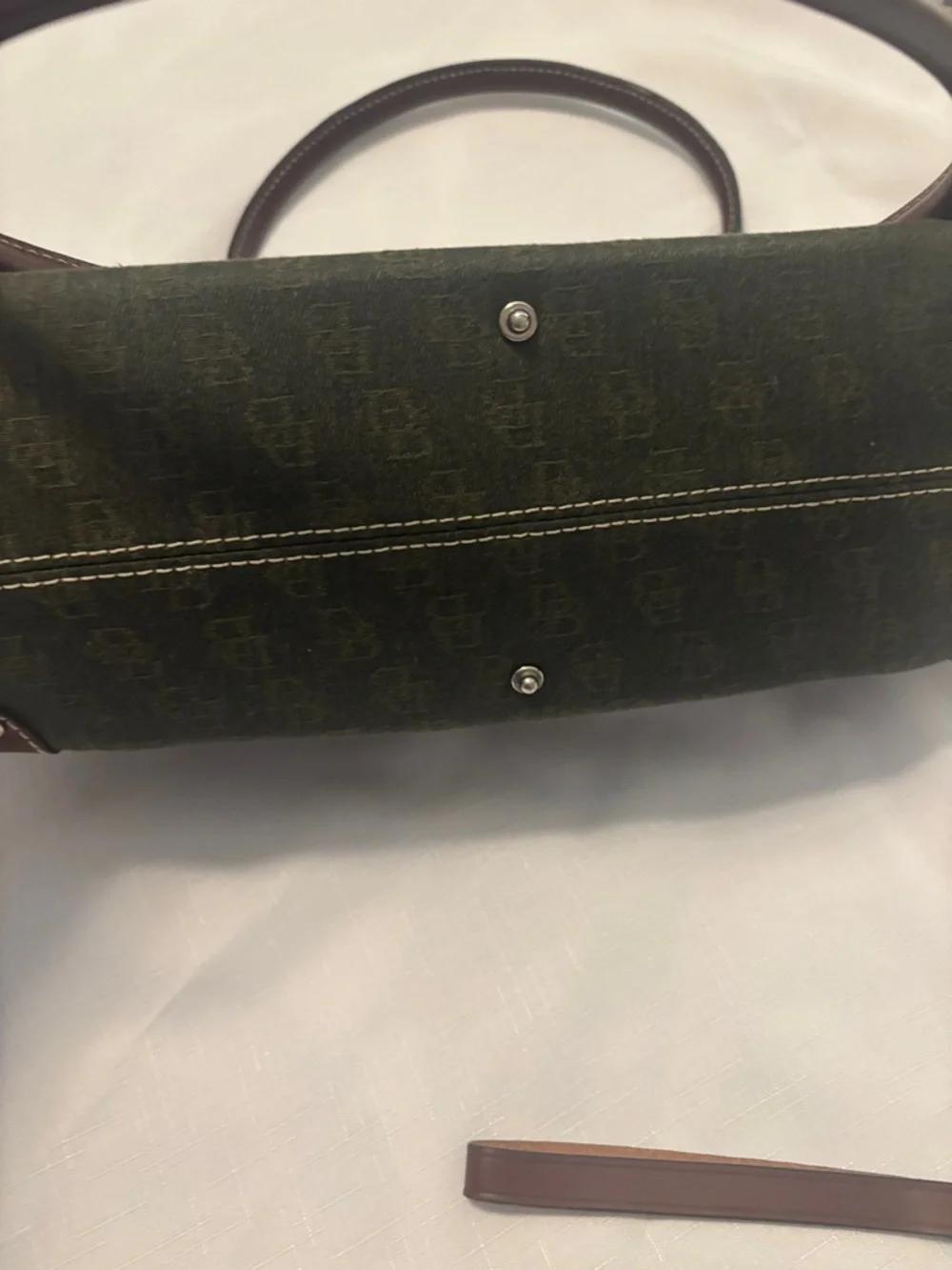 VTG Dooney & Bourke Rich Avocado Double Pocket Satchel & wallet leather trim - Picture 6 of 14